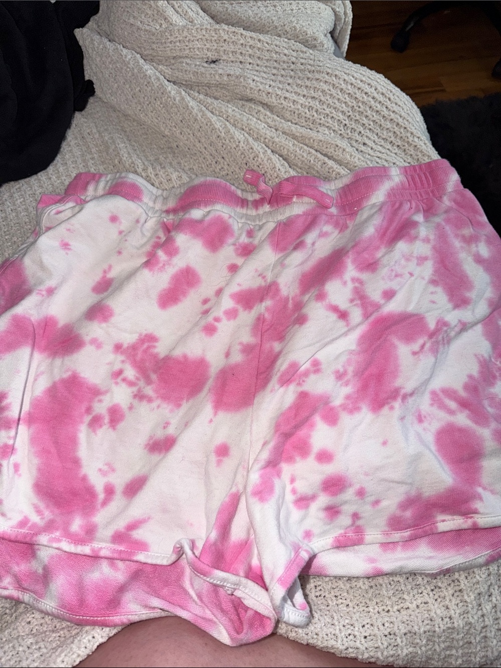 Jane and Delancey Pink and White Tie-Dye Athletic Lounge Shorts